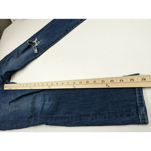 DL1961 Amanda Skinny Dark Wash Jeans Sz 27 Stretch Low Rise Distressed - Picture 7 of 7